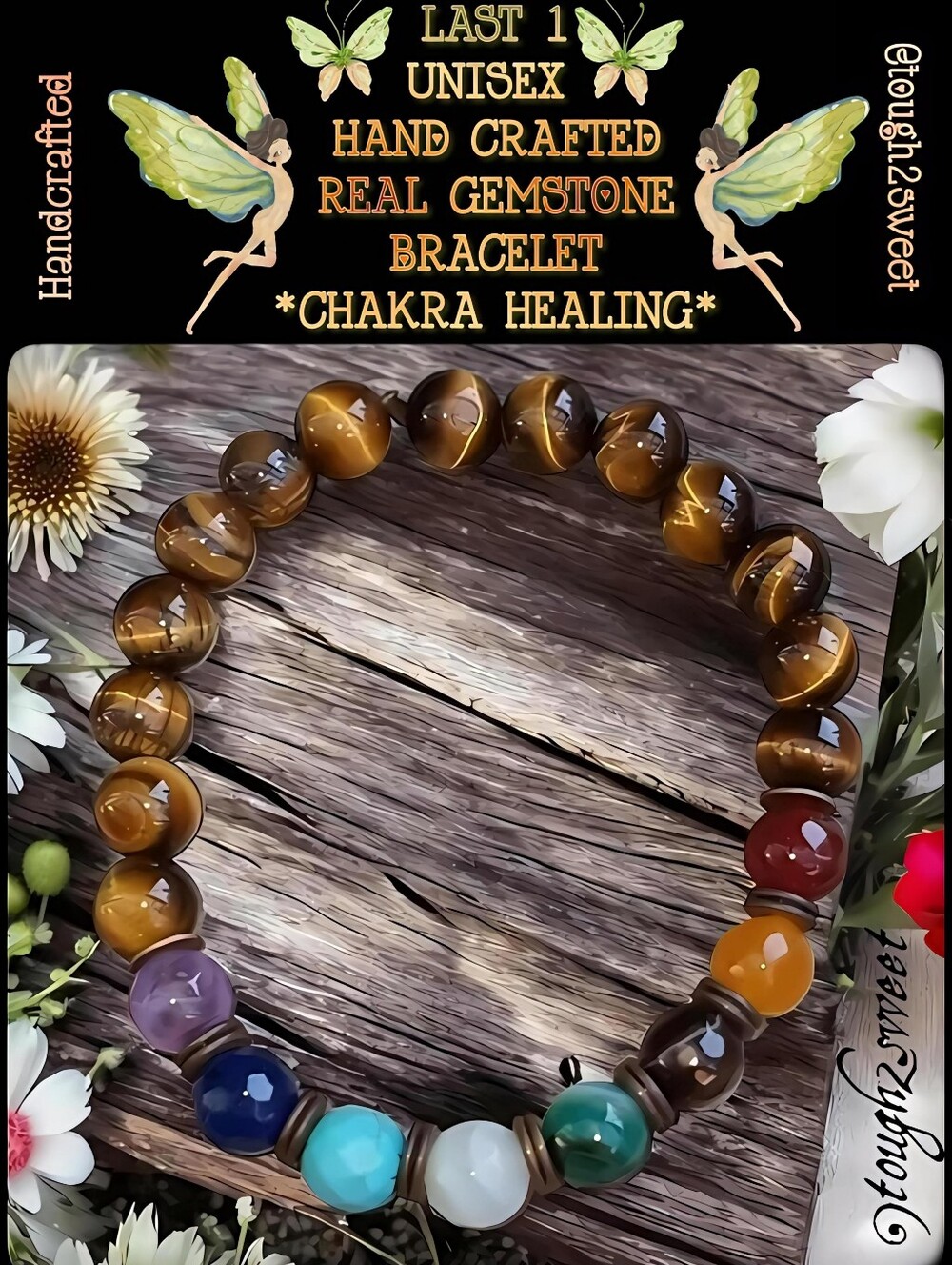 🆕️LAST 1🌹UNISEX HAND CRAFTED REAL GEMSTONE BRACELET:CHAKRA HEALING